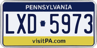 PA license plate LXD5973