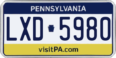 PA license plate LXD5980