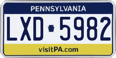 PA license plate LXD5982