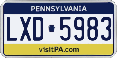 PA license plate LXD5983
