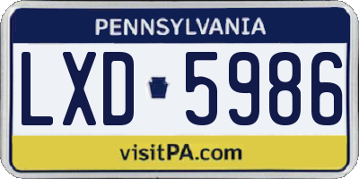 PA license plate LXD5986
