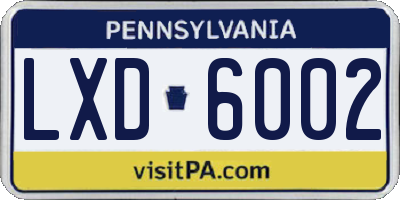 PA license plate LXD6002