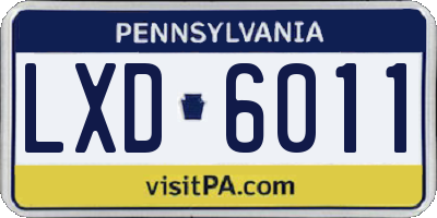 PA license plate LXD6011