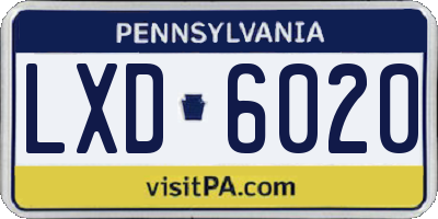 PA license plate LXD6020