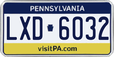PA license plate LXD6032