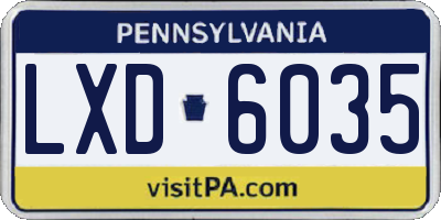 PA license plate LXD6035