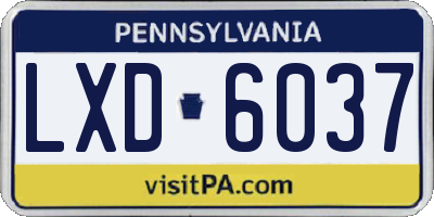 PA license plate LXD6037