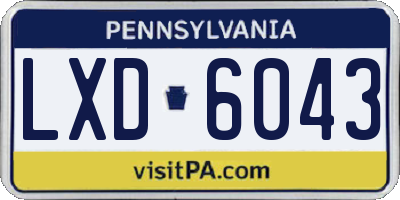 PA license plate LXD6043