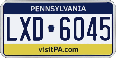PA license plate LXD6045