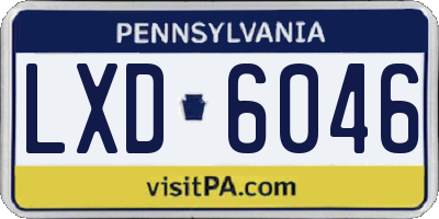 PA license plate LXD6046
