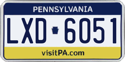 PA license plate LXD6051