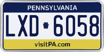 PA license plate LXD6058