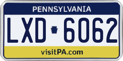 PA license plate LXD6062