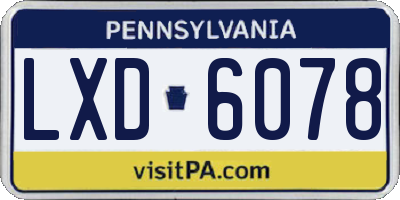 PA license plate LXD6078