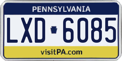 PA license plate LXD6085
