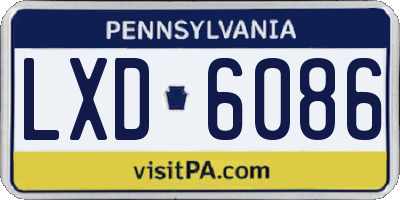 PA license plate LXD6086
