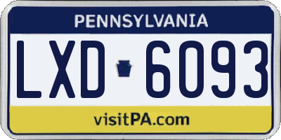 PA license plate LXD6093