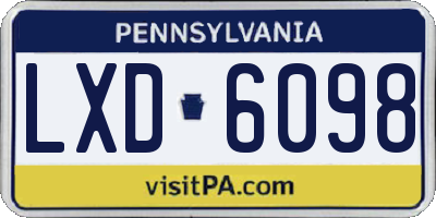 PA license plate LXD6098