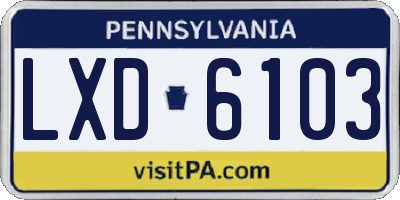 PA license plate LXD6103