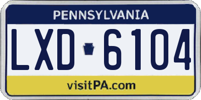 PA license plate LXD6104
