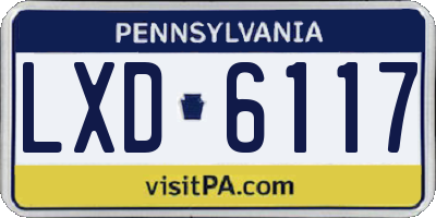 PA license plate LXD6117