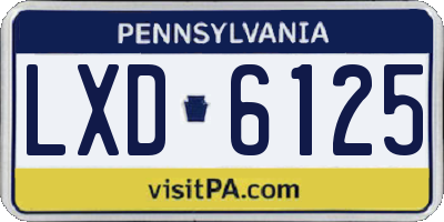 PA license plate LXD6125
