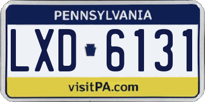 PA license plate LXD6131