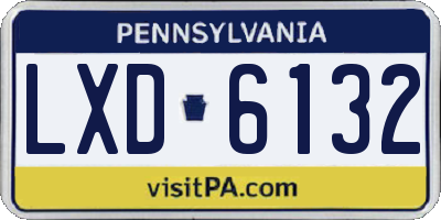 PA license plate LXD6132