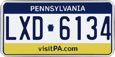 PA license plate LXD6134