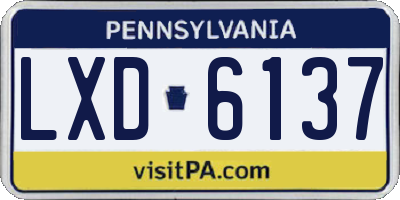 PA license plate LXD6137