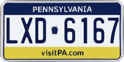 PA license plate LXD6167