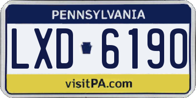 PA license plate LXD6190