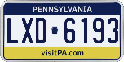 PA license plate LXD6193