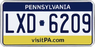 PA license plate LXD6209