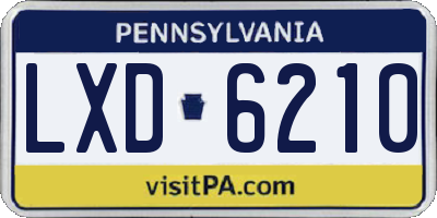 PA license plate LXD6210