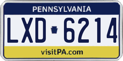 PA license plate LXD6214