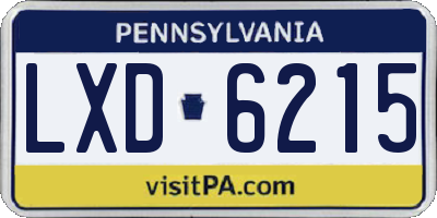 PA license plate LXD6215