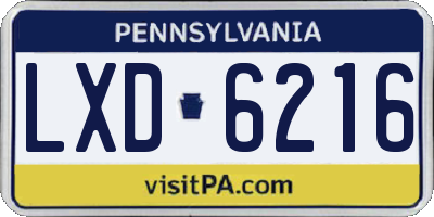 PA license plate LXD6216