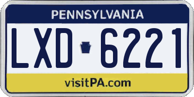 PA license plate LXD6221