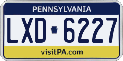 PA license plate LXD6227