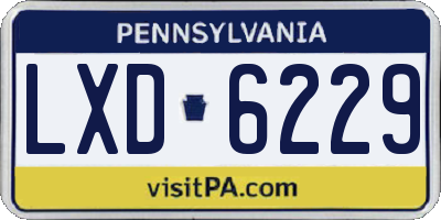 PA license plate LXD6229