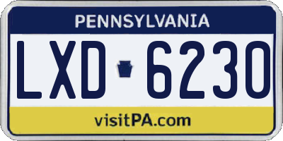 PA license plate LXD6230