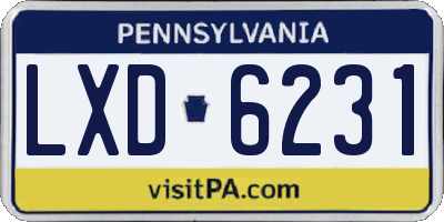 PA license plate LXD6231