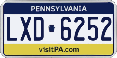 PA license plate LXD6252