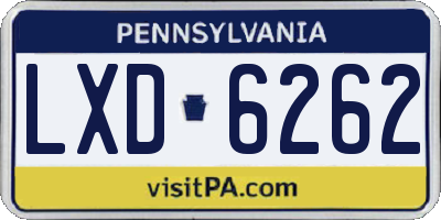 PA license plate LXD6262