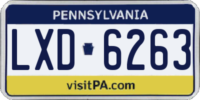 PA license plate LXD6263