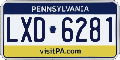 PA license plate LXD6281