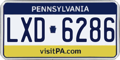 PA license plate LXD6286