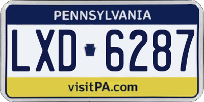 PA license plate LXD6287