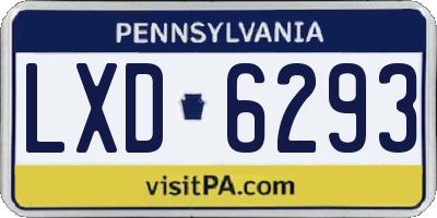 PA license plate LXD6293